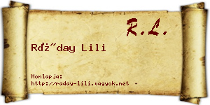 Ráday Lili névjegykártya